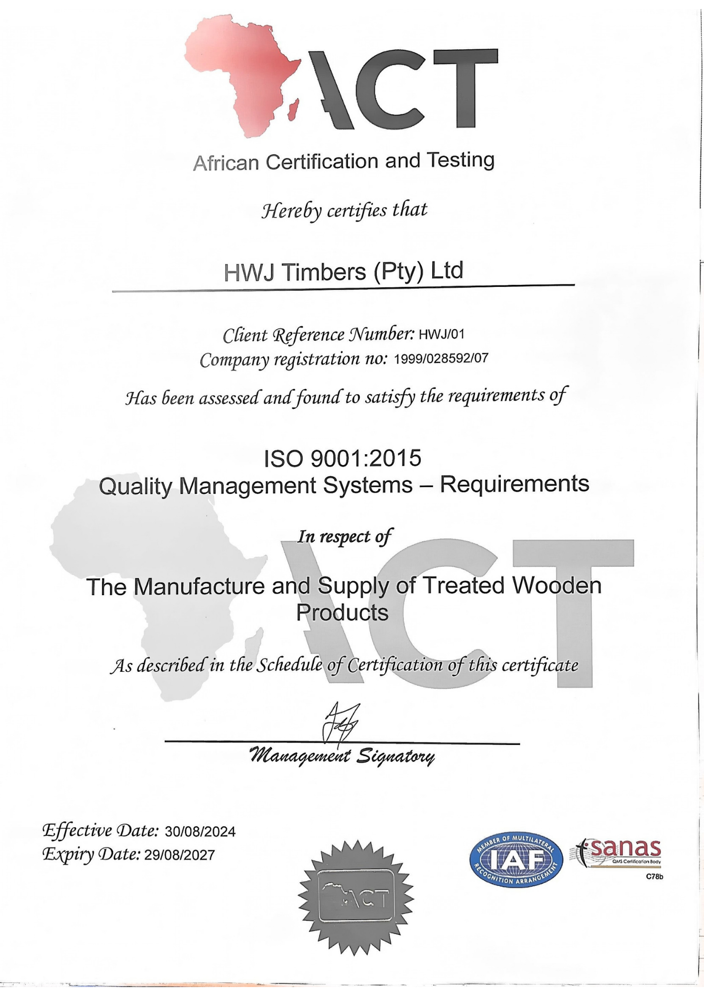 ACT Certificate 1